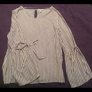 Bell Sleeve Shirt With Ties